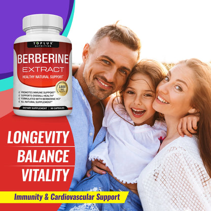 Berberine Supplement 1800Mg Pure Berberine Hcl Supports Healthy Levels 90 Capsules